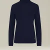 Lupetto donna in cashmere e seta blu navy