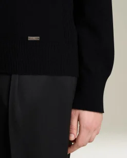 Lupetto donna in cashmere e seta nero