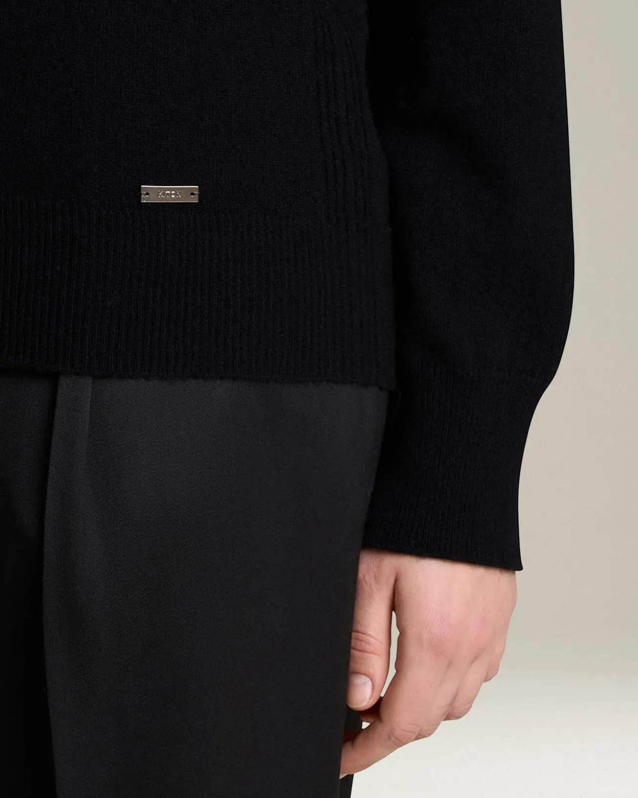 Lupetto donna in cashmere e seta nero