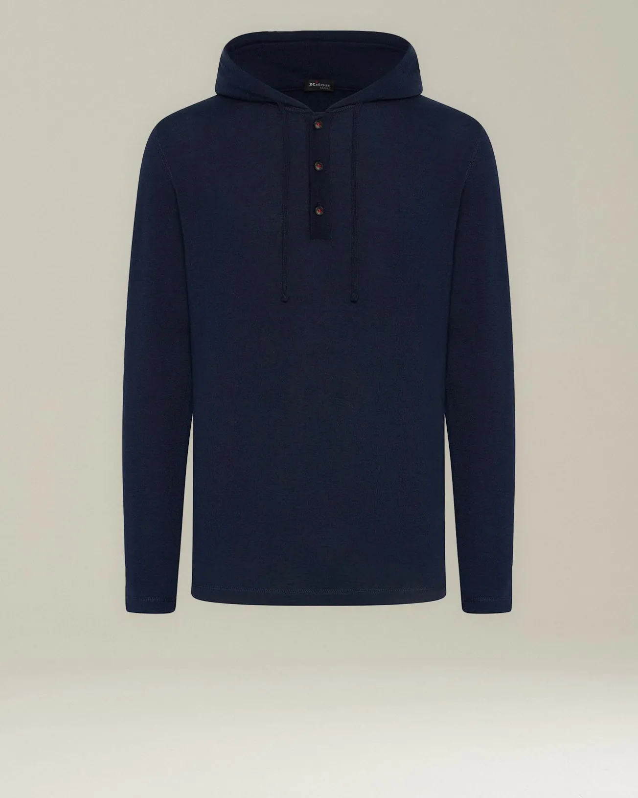 Maglia con cappuccio in cashmere e seta blu