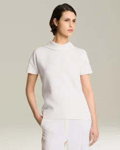 Maglia donna mezzo collo bianca 100% Lana