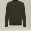 Maglia girocollo filato di lana 14 micron verde militare