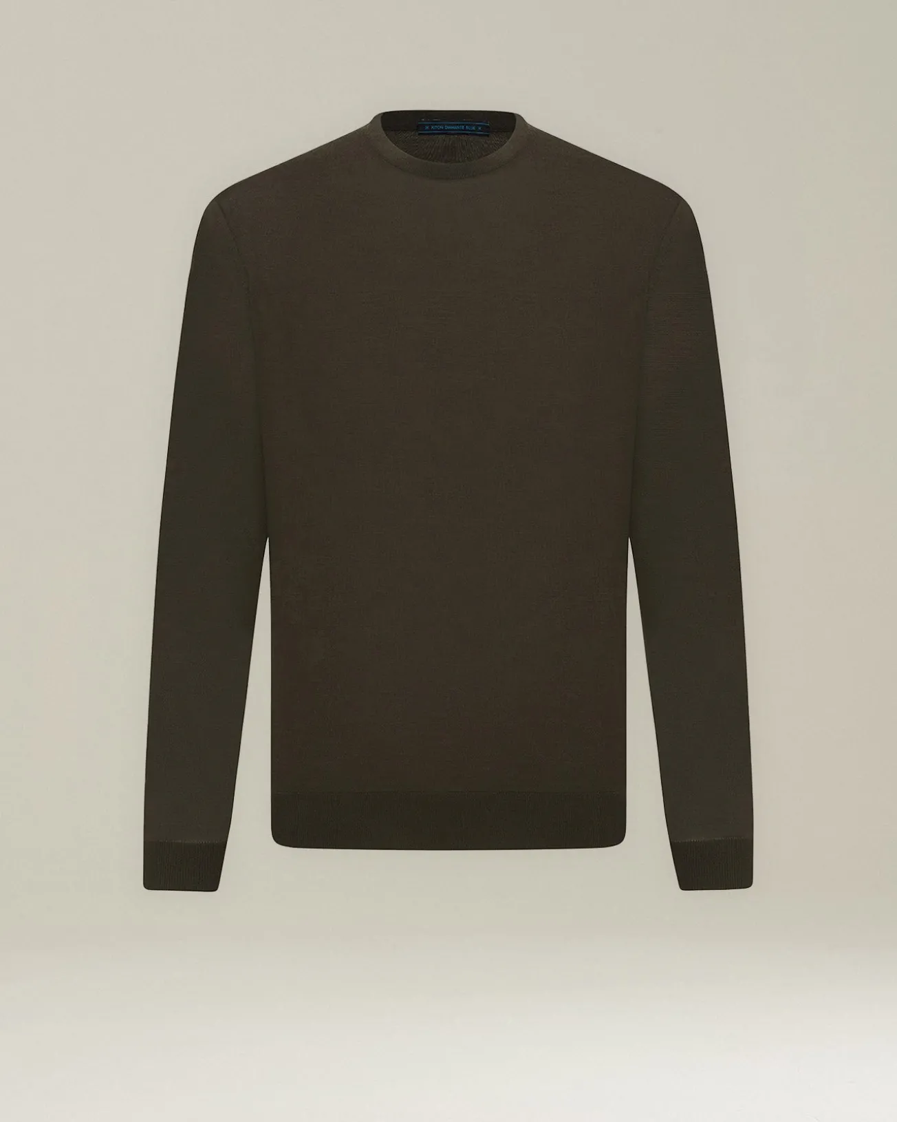 Maglia girocollo filato di lana 14 micron verde militare