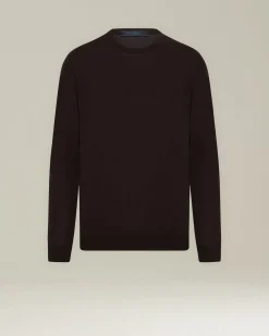 Maglia girocollo filato lana 14 micron marrone