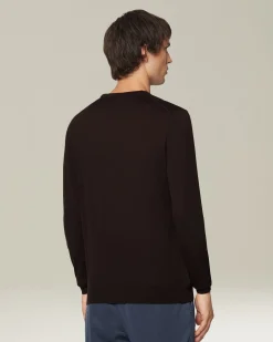 Maglia girocollo filato lana 14 micron marrone