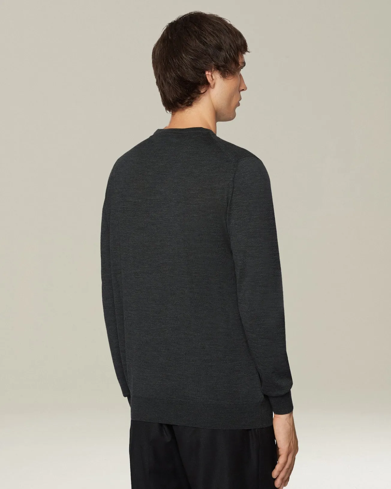Maglia girocollo filato lana 14 micron grigio melange