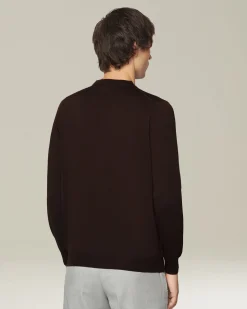 Maglione girocollo in cashmere e seta marrone