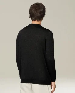 Maglione girocollo in cashmere e seta antracite