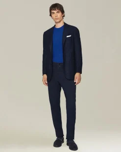 Maglione girocollo in cashmere e seta azzurro elettrico