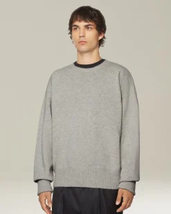 Maglione uomo girocollo Leisure in Lana vergine grigio perla