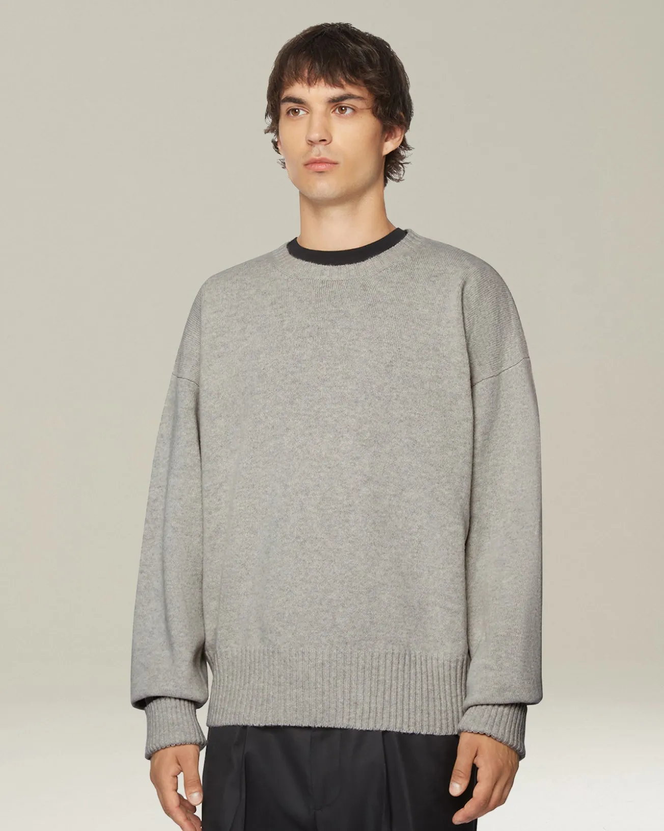 Maglione uomo girocollo Leisure in Lana vergine grigio perla
