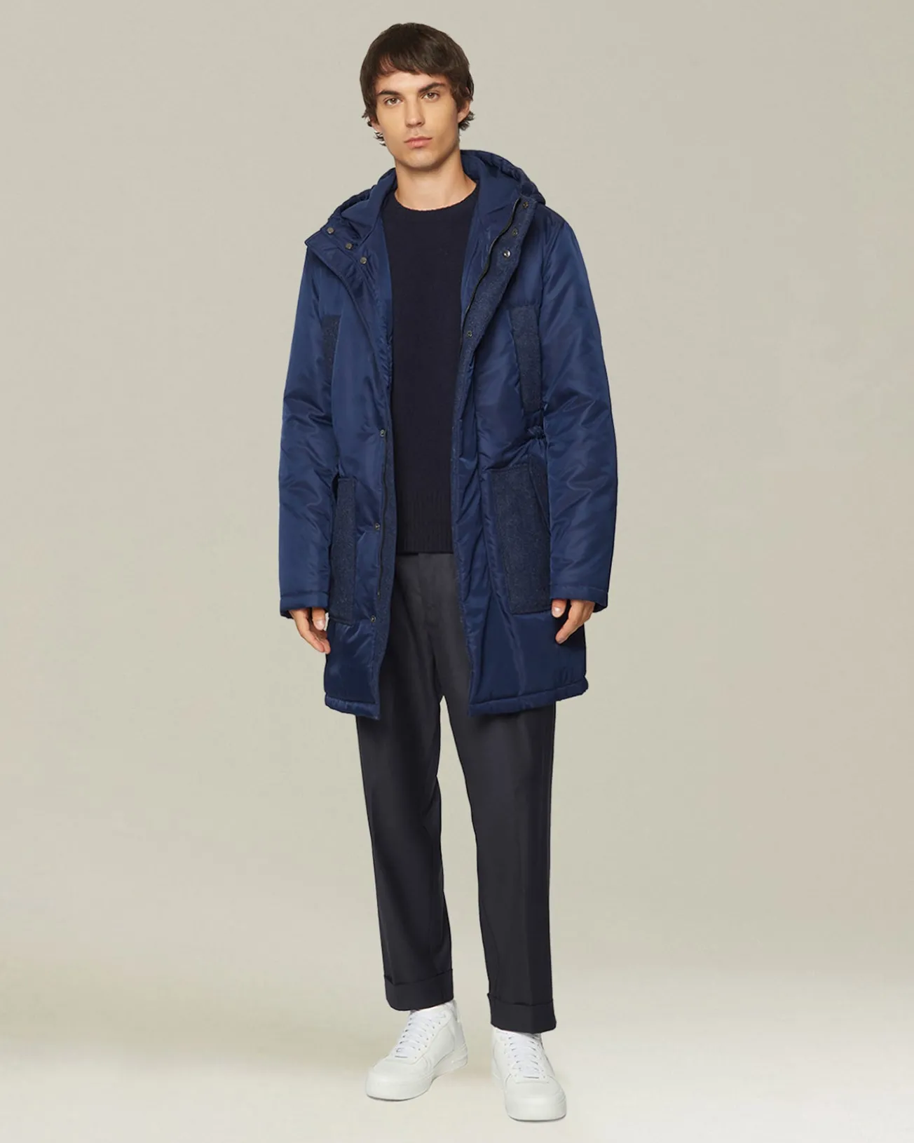 Maglione uomo girocollo Leisure in Lana vergine blu