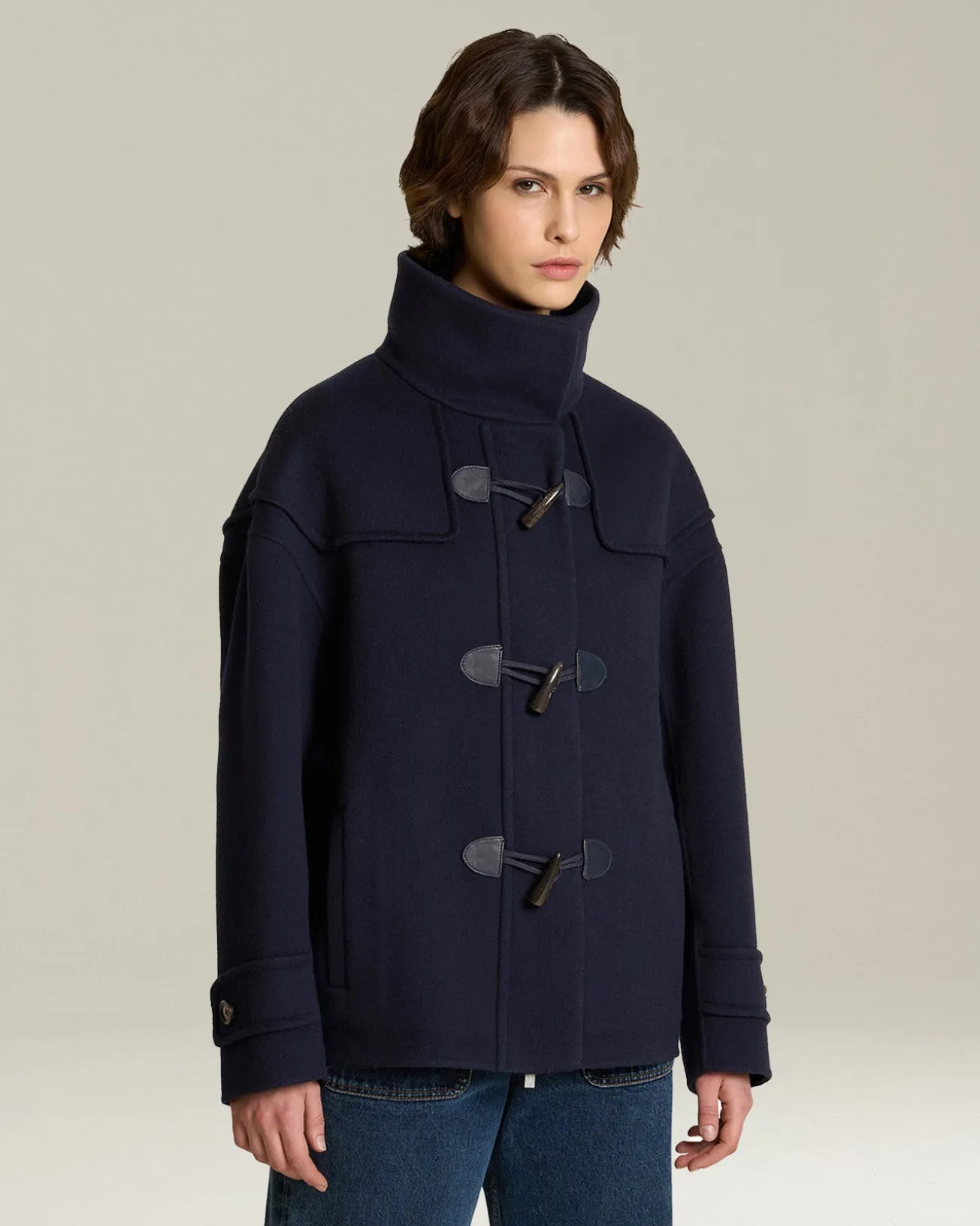Montgomery donna corto 100% Cashmere blu navy