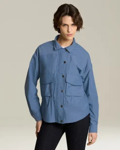 Overshirt donna in blend di lana carta da zucchero