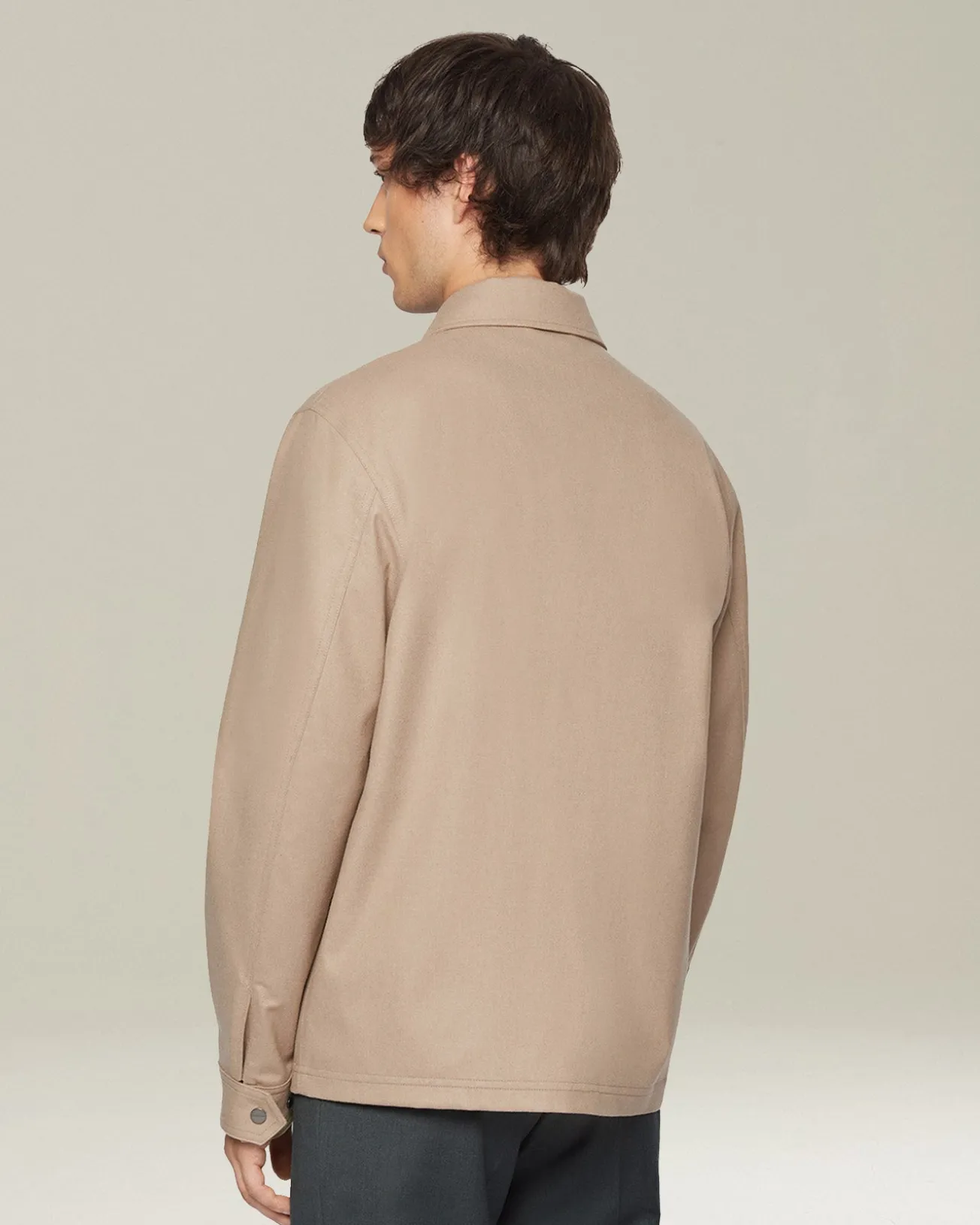 Overshirt uomo in blend di Cashmere beige