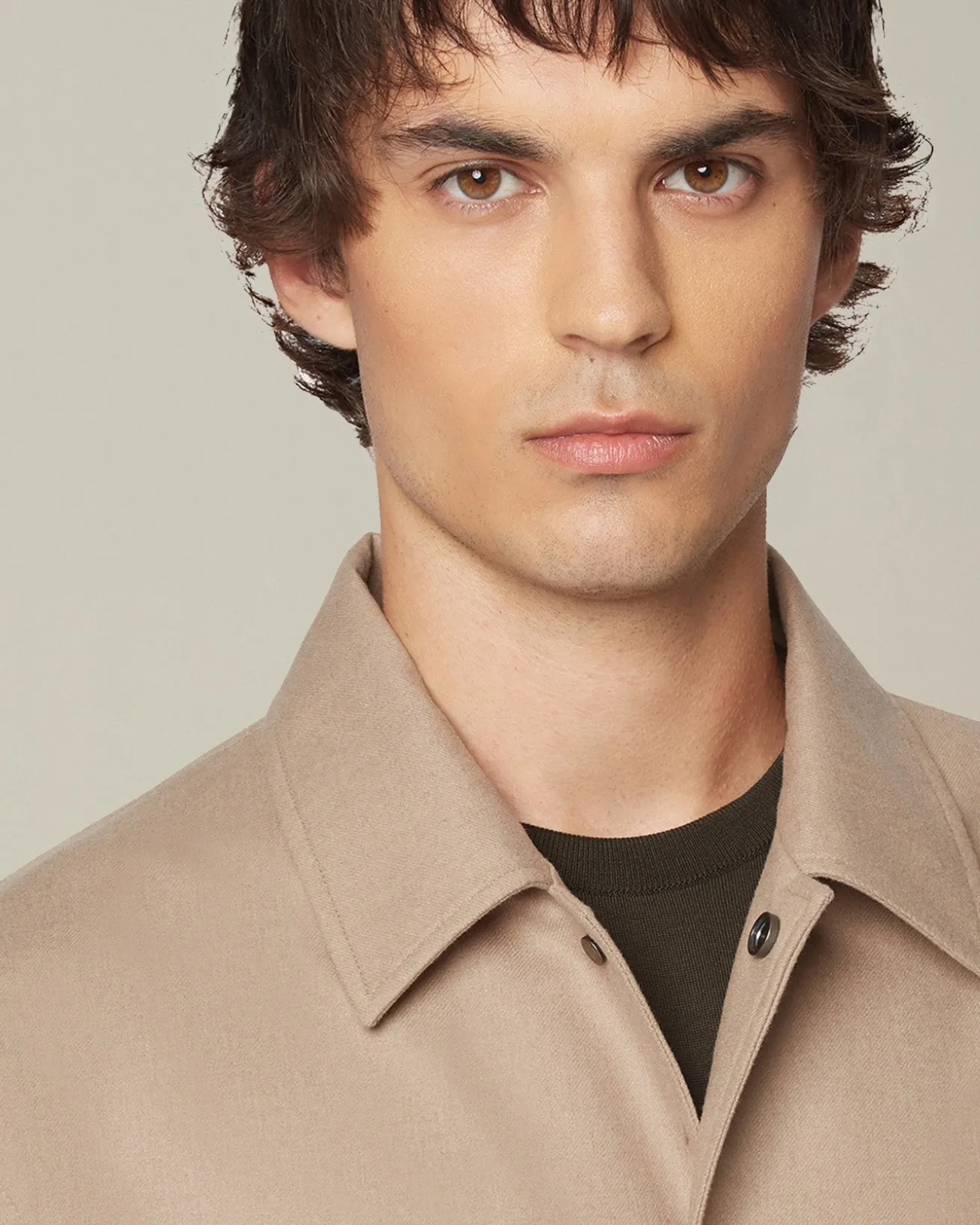 Overshirt uomo in blend di Cashmere beige