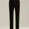 Pantalone a coste marrone in blend di contone e cashmere