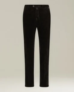Pantalone a coste marrone in blend di contone e cashmere