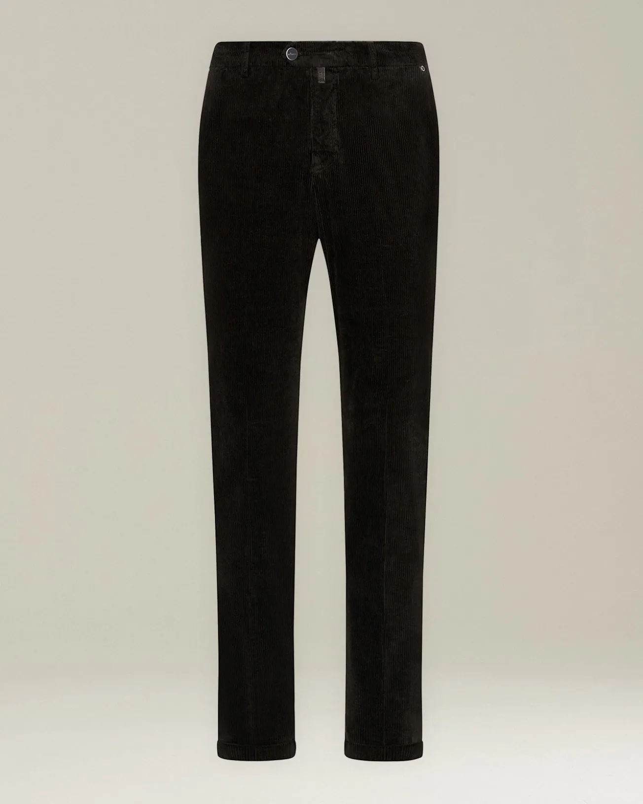 Pantalone a coste marrone in blend di contone e cashmere