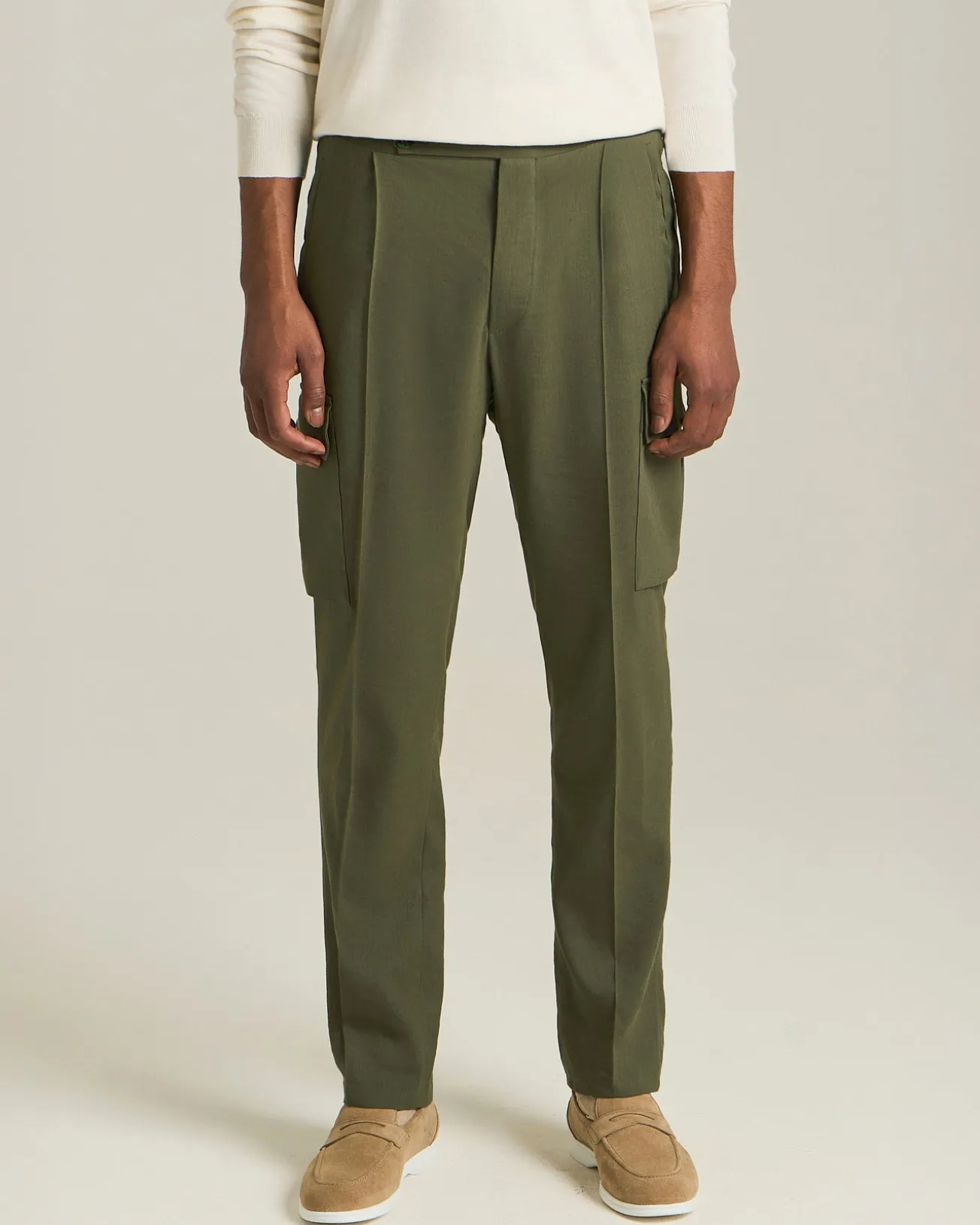 Pantalone Cargo In Lino E Lana