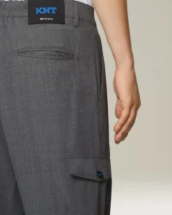 Pantalone Cargo uomo grigio 100% Lana