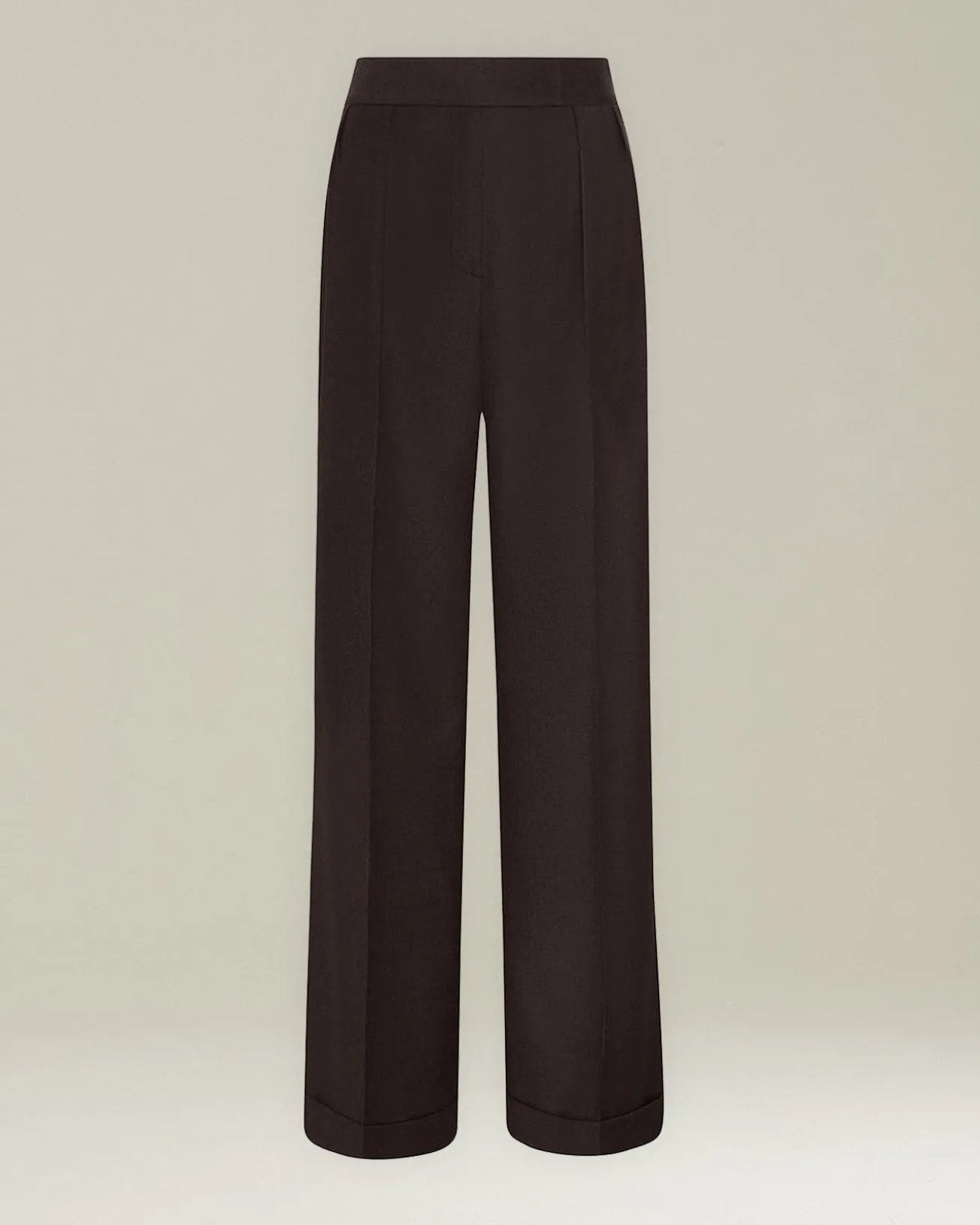 Pantalone donna a Palazzo marrone 100% Lana vergine