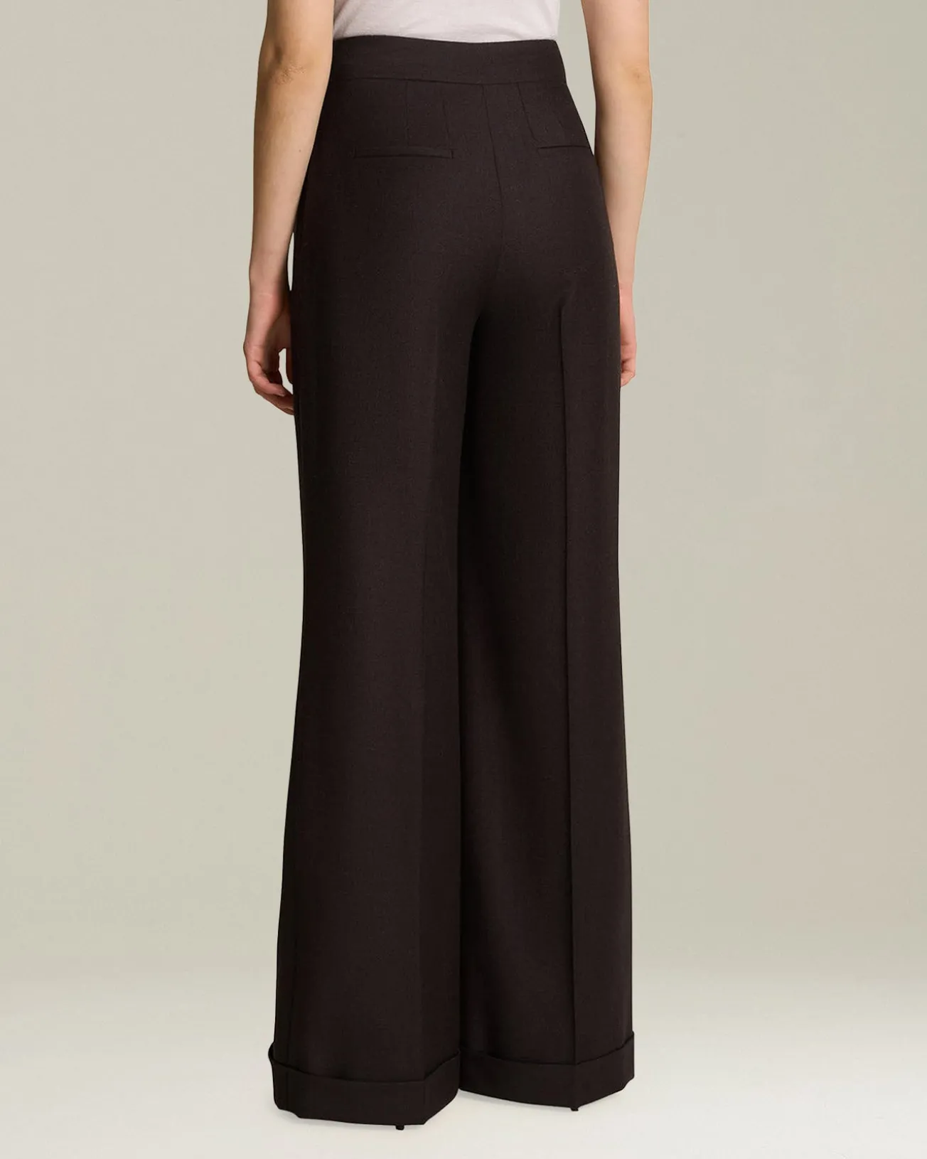 Pantalone donna a Palazzo marrone 100% Lana vergine