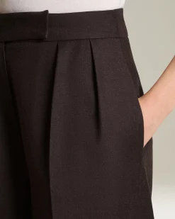 Pantalone donna a Palazzo marrone 100% Lana vergine