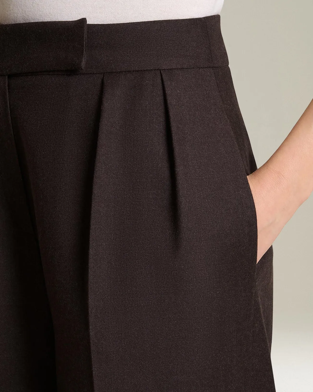 Pantalone donna a Palazzo marrone 100% Lana vergine