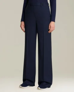 Pantalone donna Sartoriale Spigato in Lana blu navy