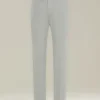 Pantalone grigio chiaro a coste in blend di contone e cashmere