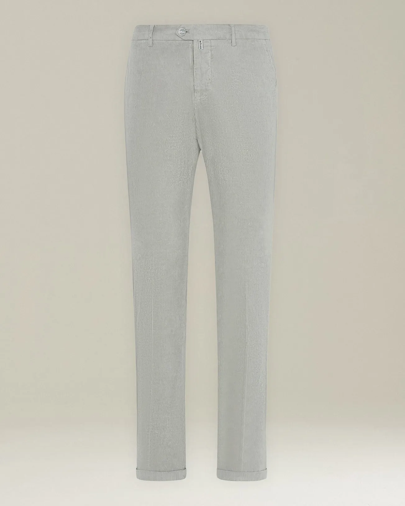Pantalone grigio chiaro a coste in blend di contone e cashmere