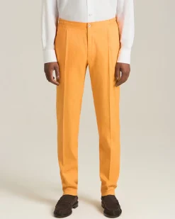 Pantalone in lino e lana con pince alla francese