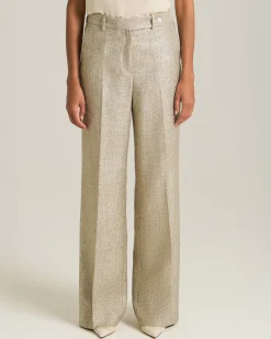 Pantalone In Viscosa Effetto Lamé
