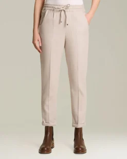 Pantalone joggers donna in cashmere color cipria