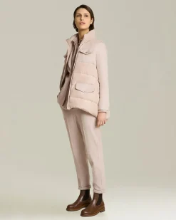 Pantalone joggers donna in cashmere color cipria