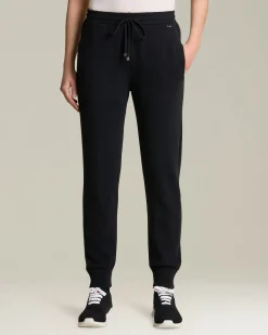 Pantalone joggers donna nero in cashmere