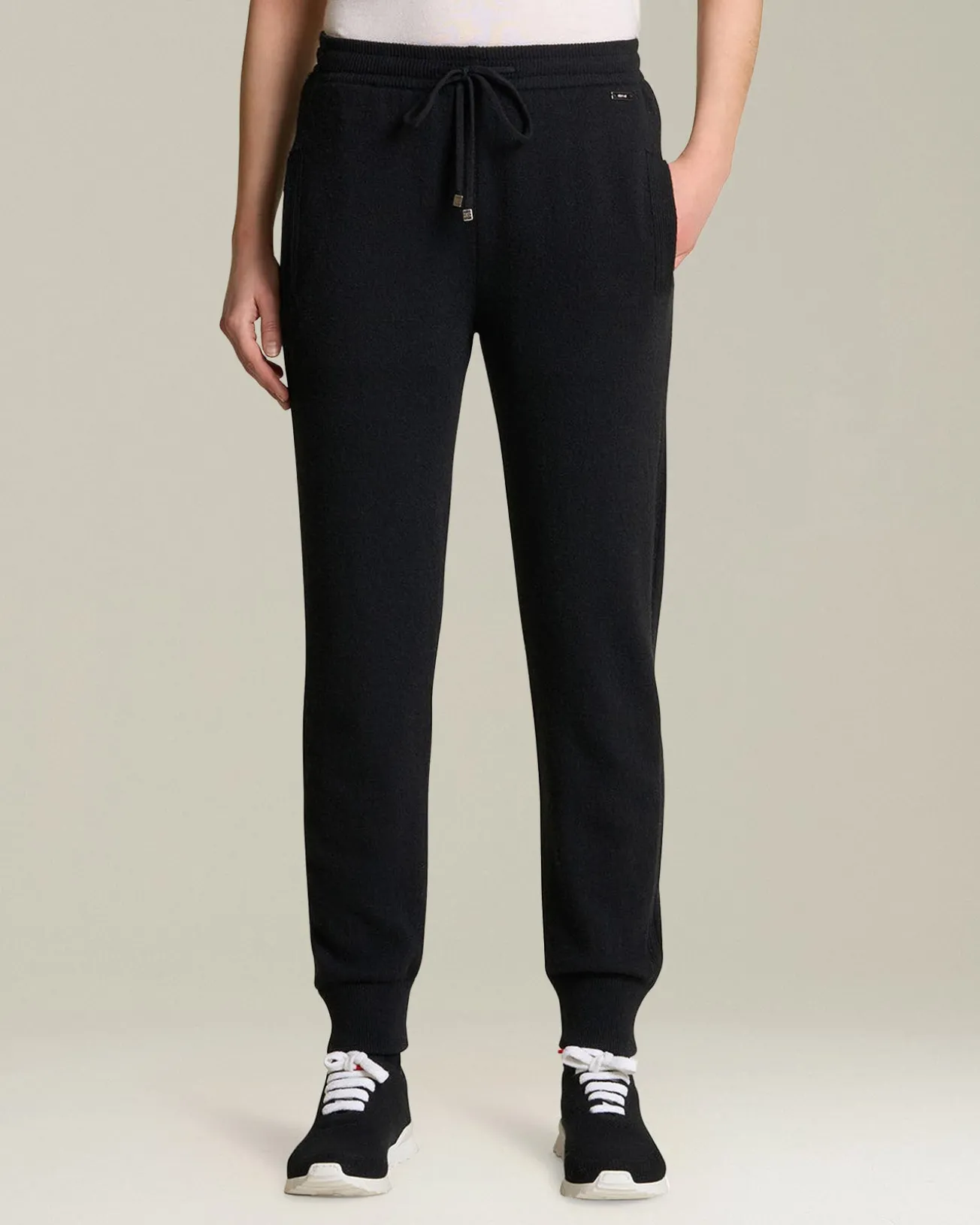 Pantalone joggers donna nero in cashmere