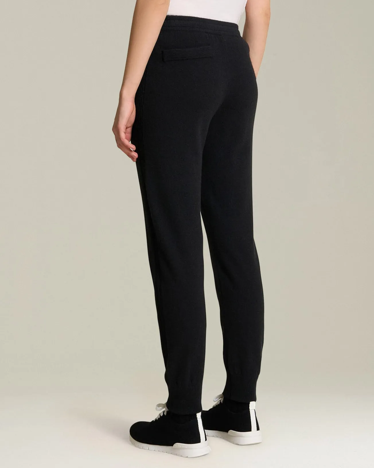 Pantalone joggers donna nero in cashmere