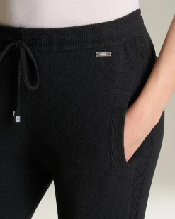 Pantalone joggers donna nero in cashmere