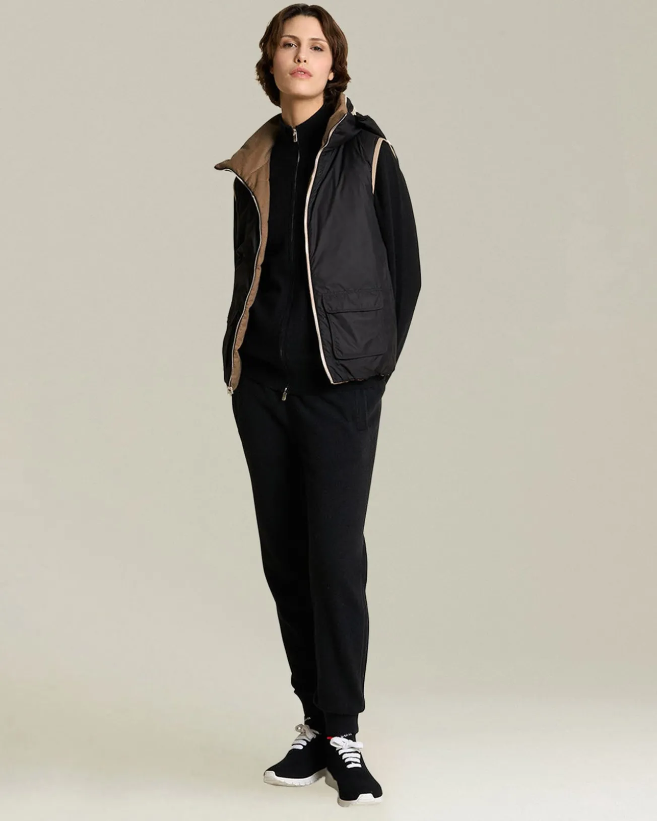 Pantalone joggers donna nero in cashmere