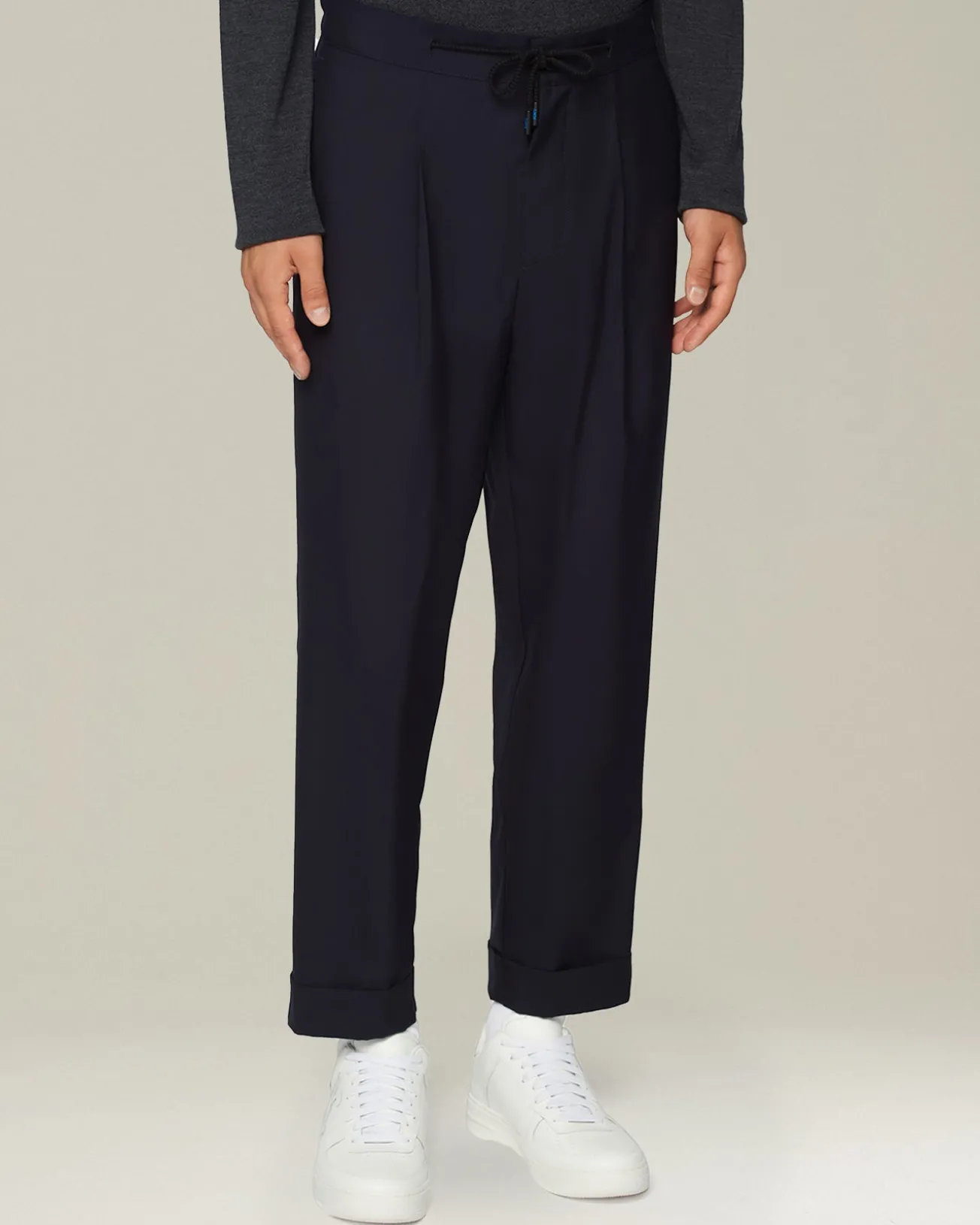 Pantalone joggers uomo blu in Fresco Lana 100%