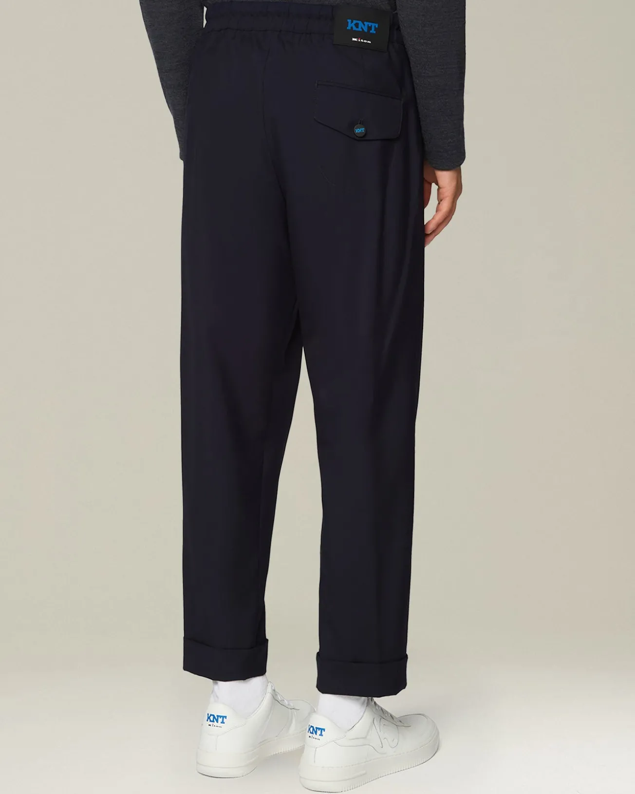 Pantalone joggers uomo blu in Fresco Lana 100%