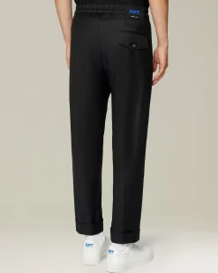 Pantalone joggers uomo nero in Fresco Lana 100%