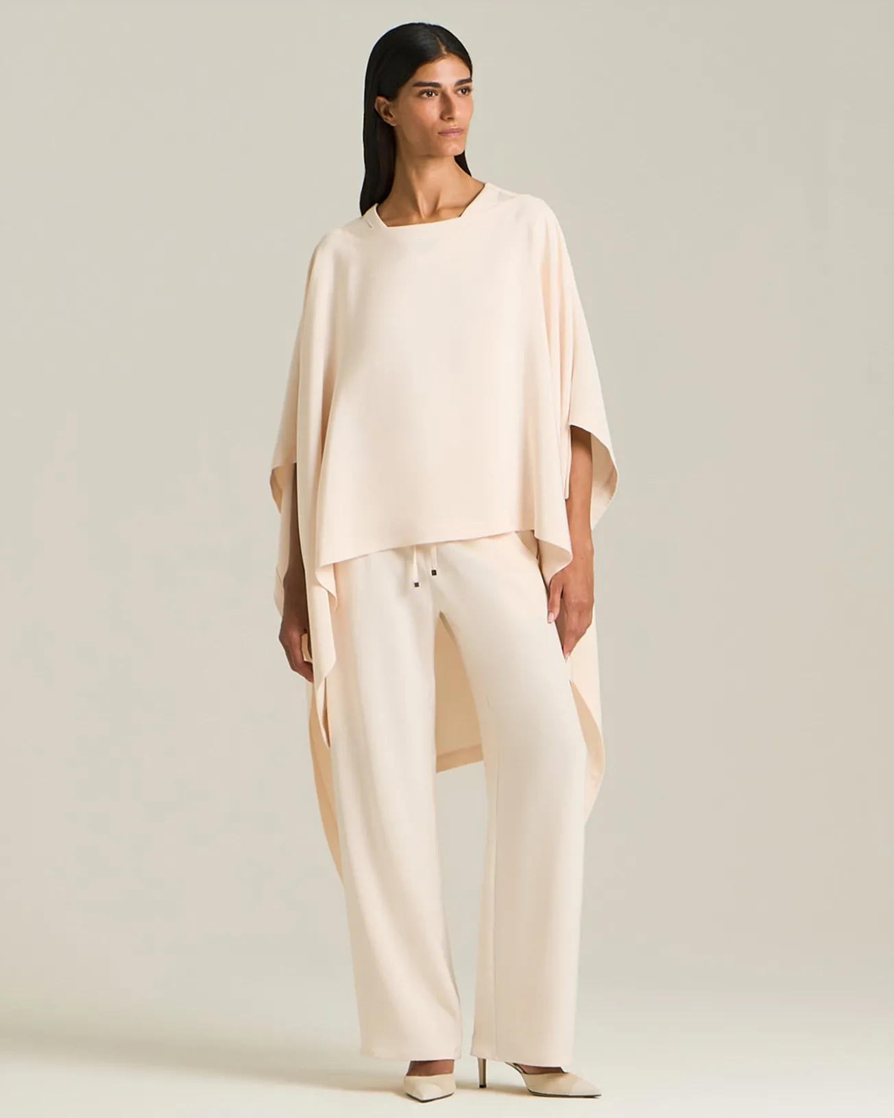 Pantalone joggerss donna in seta rosa cipria