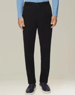 Pantalone uomo con elastico in cotone blend nero