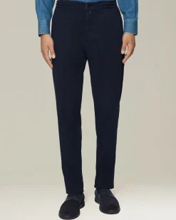 Pantalone uomo con elastico in cotone blend blu navy