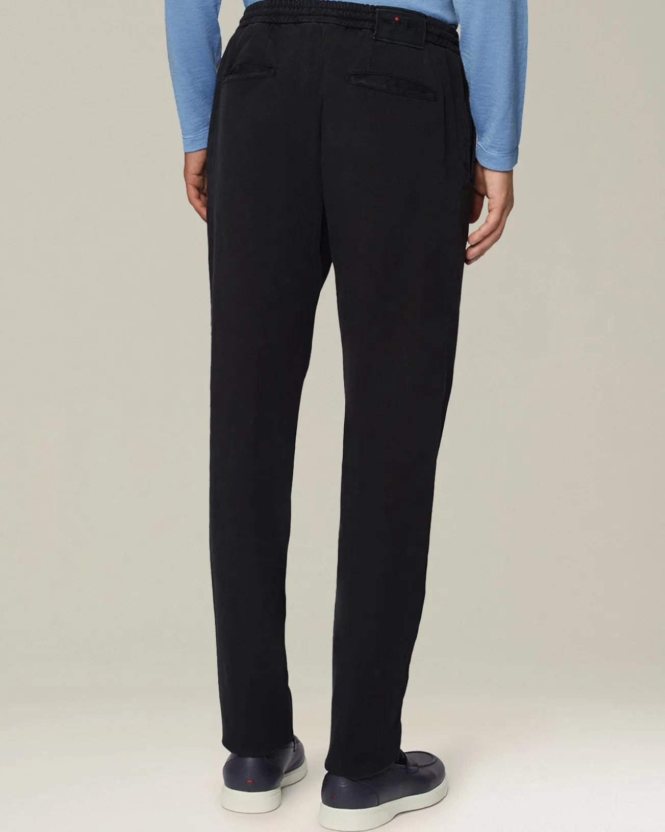Pantalone uomo con elastico in cotone blend nero