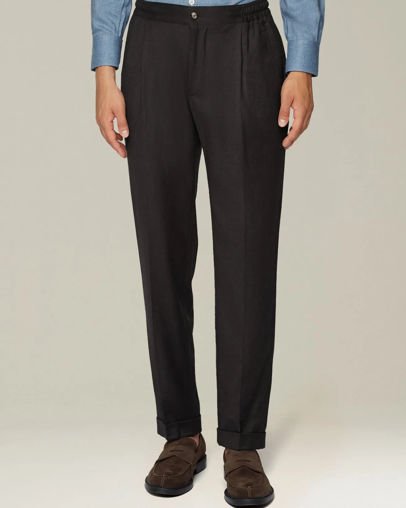 Pantalone uomo con elastico blend lana e Cashmere