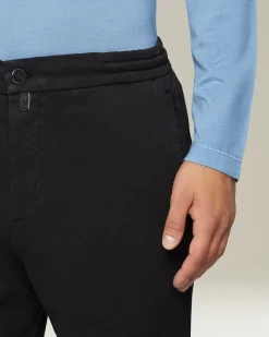 Pantalone uomo con elastico in cotone blend nero